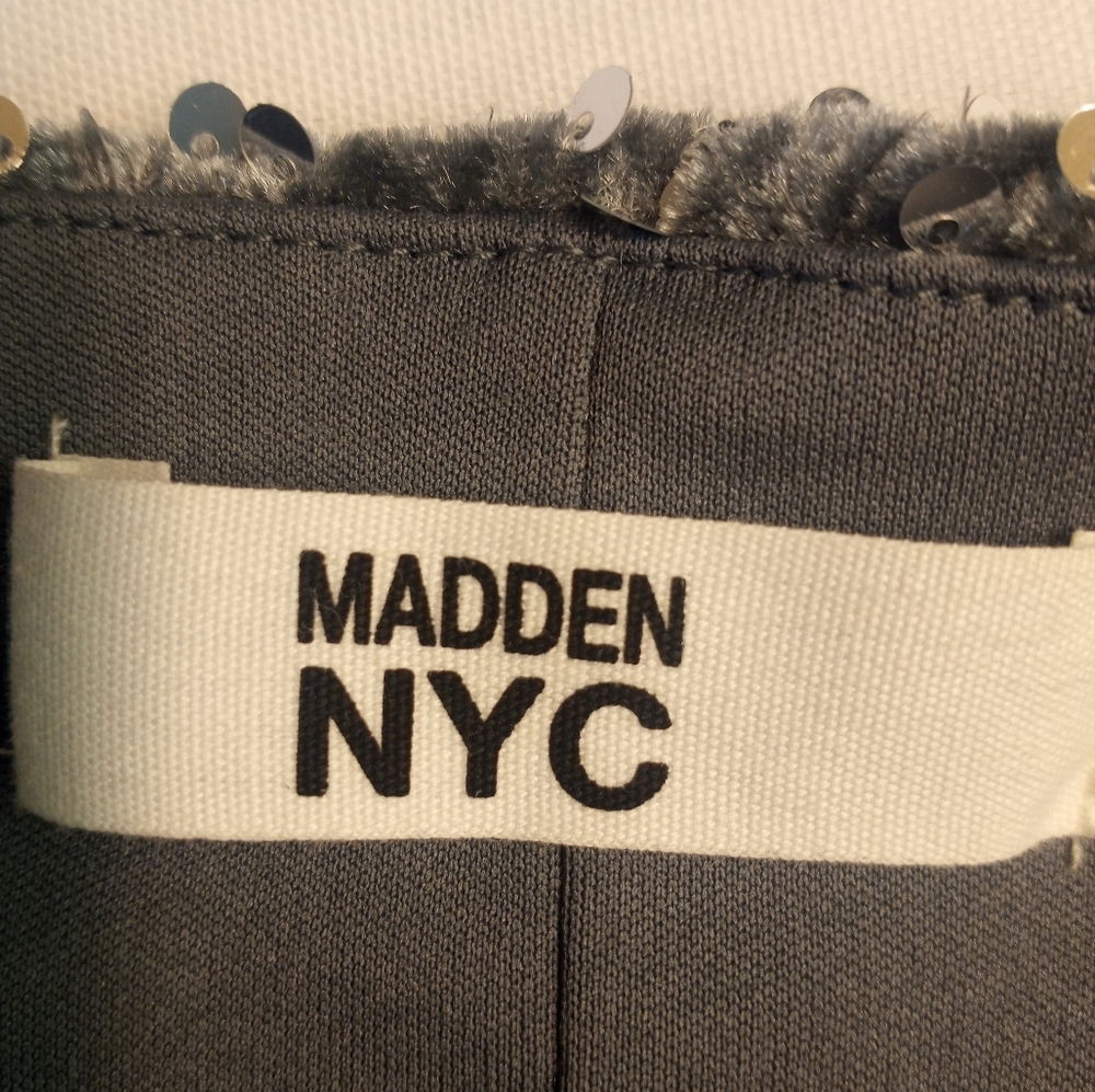 Madden NYC Sequined Grey Stretch Side Slit Whimsigoth Fairycore Maxi Skirt M - Picture 7 of 8
